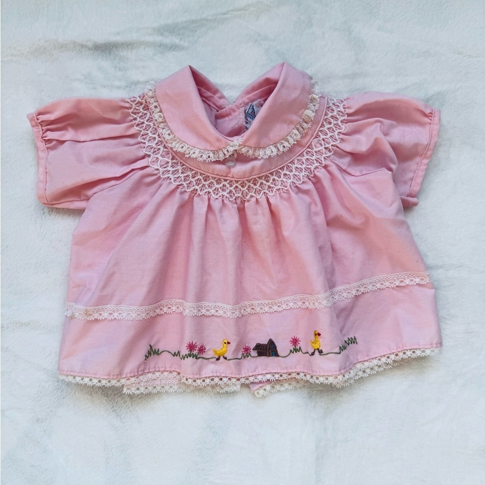 Vintage Smocked Blouse Peter Pan Collar 0-6 months